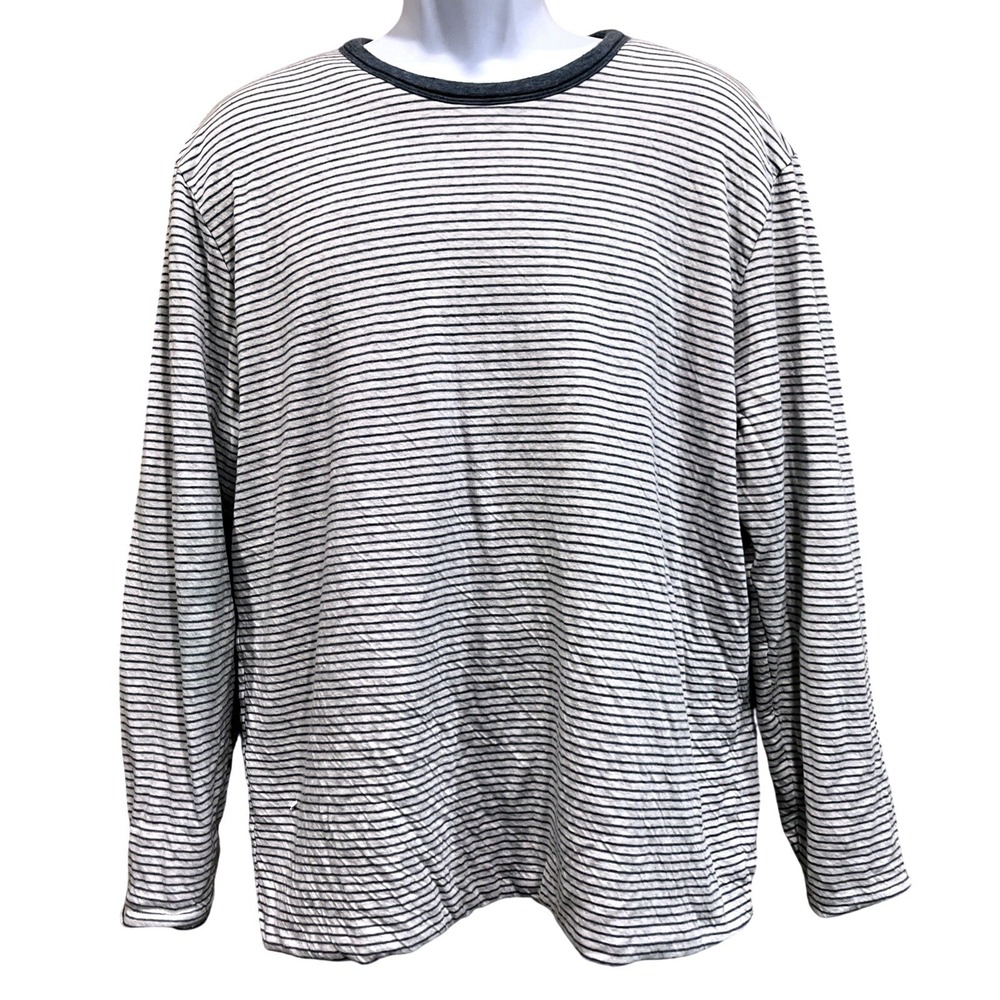 Faherty Shirt Mens XL Grey Pink Reversible Long Sleeve Striped Crew‎ Neck Tee